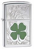 Zippo Four Leaf Clover - Engraved High Polish - туристическое снаряжение в Минске